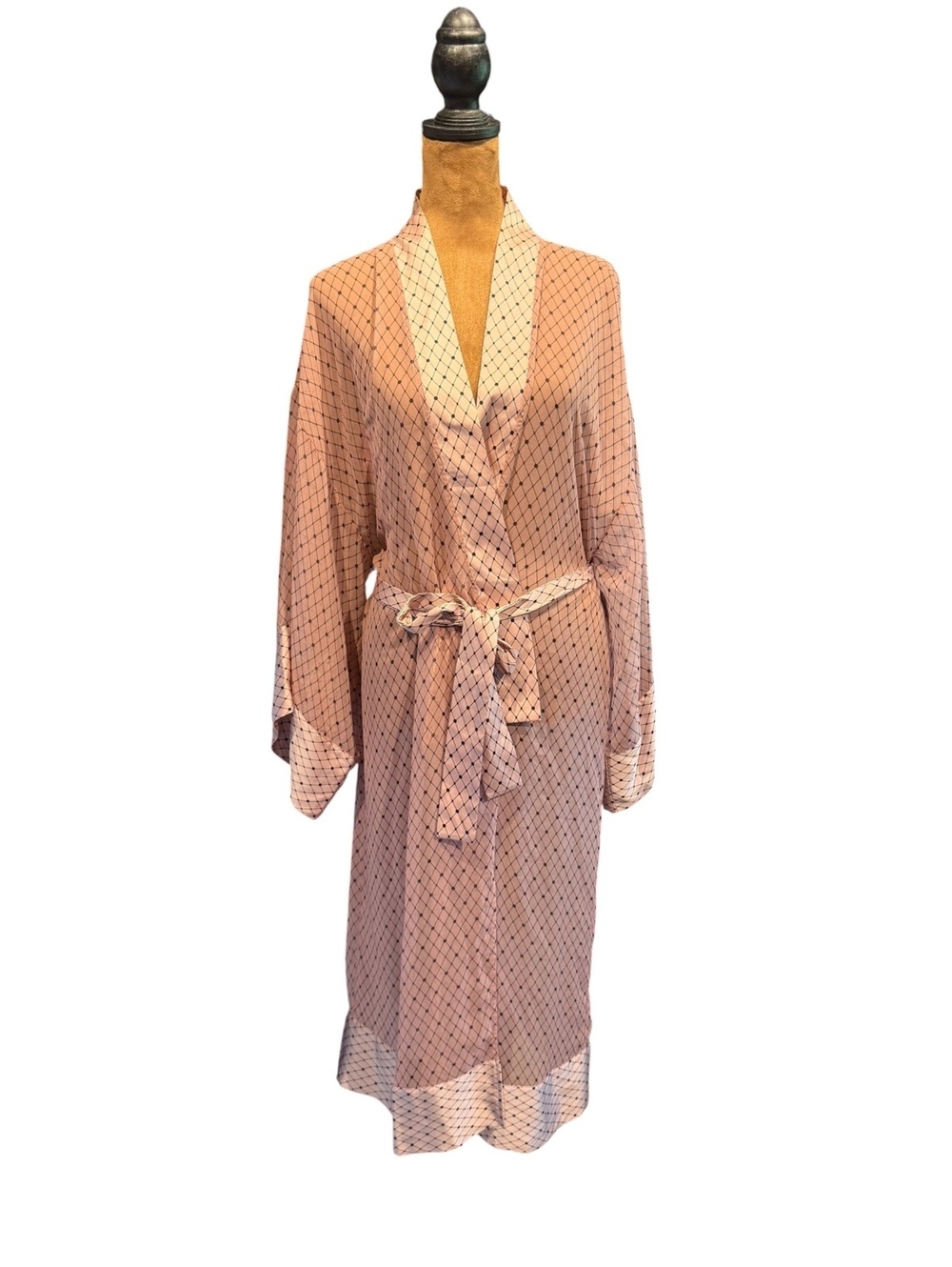 Victoria's Secret Pink and White Sheer Polka Dot Robe